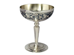 Серебряная ваза для мороженого Черневой рисунок 40130080В05